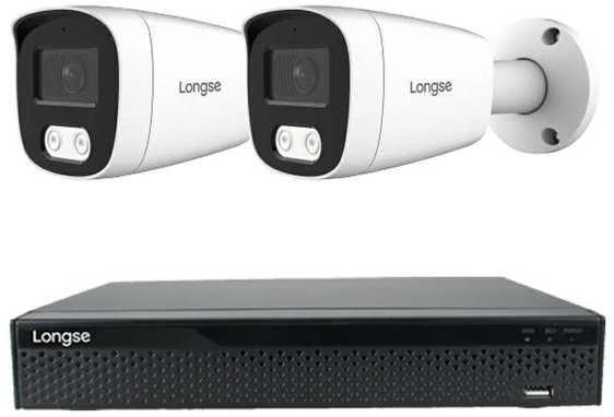 4K 8 megapikselių raiškos IP kamerų komplektas Longse - 1- 4 kameros BMSCKL8RC Hybrid light, POE, žmogaus ir automobilio detekcija, Kamerų kiekis: 2, Vaizdo ir maitinimo kabeliai: Be kabelių