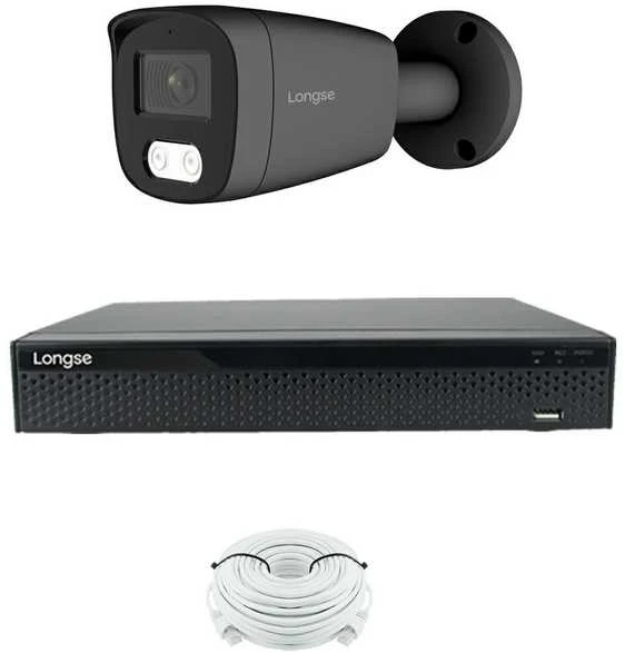 4K 8 megapikselių raiškos IP kamerų komplektas Longse - 1- 4 kameros BMSCKL8RC-DG Hybrid light, POE, žmogaus ir automobilio detekcija, tamsiai pilka, Kamerų kiekis: 1, Vaizdo ir maitinimo kabeliai: Su kabeliais