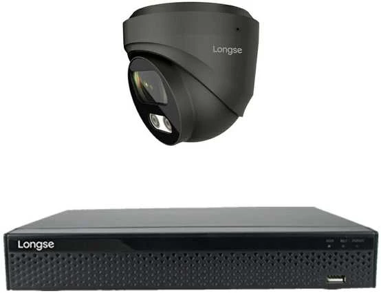 4K 8 megapikselių raiškos IP kamerų komplektas Longse - 1- 4 kameros CMSBKL8RC-DG Hybrid light, POE, žmogaus ir automobilio detekcija, tamsiai pilka, Kamerų kiekis: 1, Vaizdo ir maitinimo kabeliai: Be kabelių
