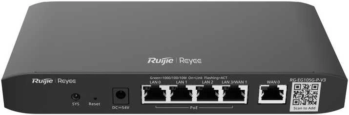 5 prievadų maršrutizatorius Ruijie Reyee RG-EG105G-P-V3 (Gateway)