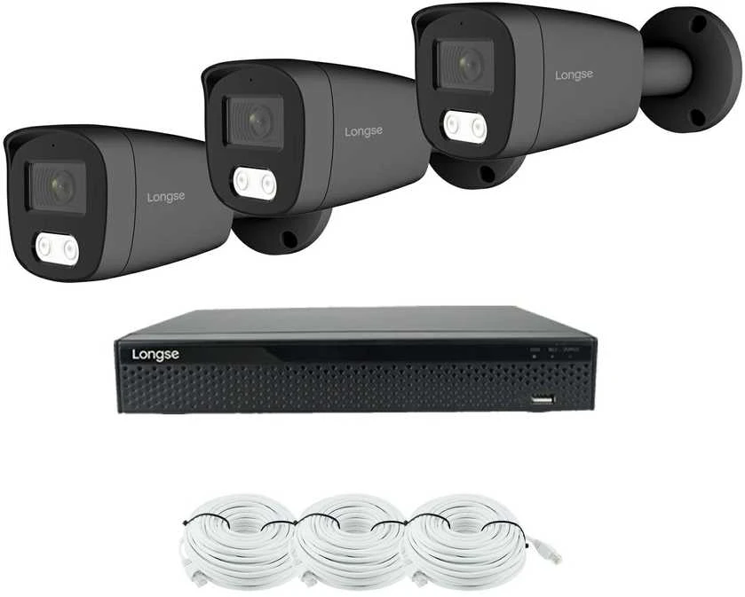 5MP raiškos IP kamerų komplektas Longse - 1- 4 kameros BMSCKL5RC-DG, Hybrid light, Sony Starvis, POE, žmogaus ir automobilio detekcija, Kamerų kiekis: 3, Vaizdo ir maitinimo kabeliai: Su kabeliais