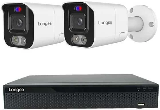 5MP raiškos IP kamerų komplektas Longse - 1- 4 kameros BMSEKL5AD-28PMSTFA12, Sony Starvis, POE, žmogaus ir automobilio detekcija, garsiakalbis, mikrofonas, švyturėliai, Kamerų kiekis: 2, Vaizdo ir maitinimo kabeliai: Be kabelių