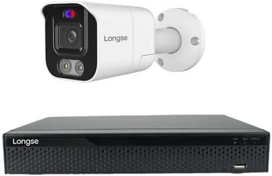 5MP raiškos IP kamerų komplektas Longse - 1- 4 kameros BMSEKL5AD-28PMSTFA12, Sony Starvis, POE, žmogaus ir automobilio detekcija, garsiakalbis, mikrofonas, švyturėliai, Kamerų kiekis: 1, Vaizdo ir maitinimo kabeliai: Be kabelių