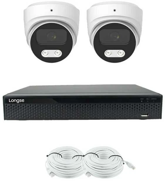 5MP raiškos IP kamerų komplektas Longse - 1- 4 kameros CMSBKL5RC Hybrid light, Sony Starvis, POE, mikrofonas,žmogaus ir automobilio detekcija, Kamerų kiekis: 2, Vaizdo ir maitinimo kabeliai: Su kabeliais