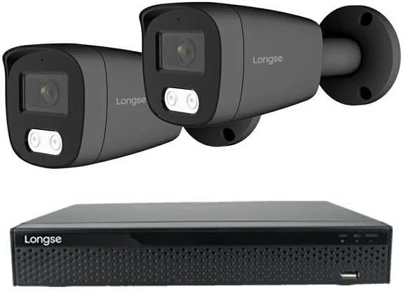 5MP raiškos IP kamerų komplektas Longse - 1- 4 kameros BMSCKL5RC-DG, Hybrid light, Sony Starvis, POE, žmogaus ir automobilio detekcija, Kamerų kiekis: 2, Vaizdo ir maitinimo kabeliai: Be kabelių