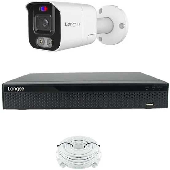 5MP raiškos IP kamerų komplektas Longse - 1- 4 kameros BMSEKL5AD-28PMSTFA12, Sony Starvis, POE, žmogaus ir automobilio detekcija, garsiakalbis, mikrofonas, švyturėliai, Kamerų kiekis: 1, Vaizdo ir maitinimo kabeliai: Su kabeliais