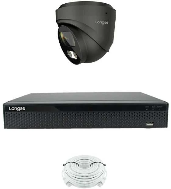 5MP raiškos IP kamerų komplektas Longse - 1- 4 kameros CMSBKL5RC-DG Hybrid light, Sony Starvis, POE, mikrofonas,žmogaus ir automobilio detekcija, Kamerų kiekis: 1, Vaizdo ir maitinimo kabeliai: Su kabeliais