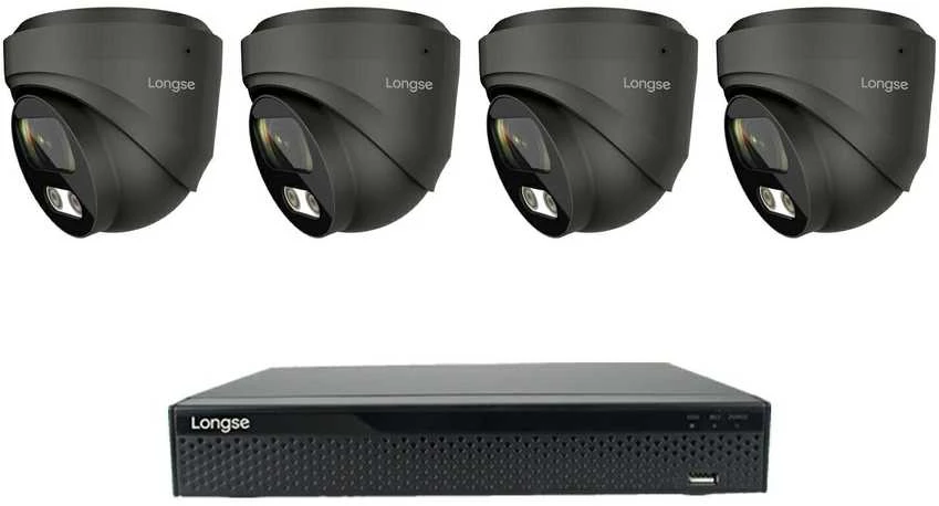 5MP raiškos IP kamerų komplektas Longse - 1- 4 kameros CMSBKL5RC-DG Hybrid light, Sony Starvis, POE, mikrofonas,žmogaus ir automobilio detekcija, Kamerų kiekis: 4, Vaizdo ir maitinimo kabeliai: Be kabelių