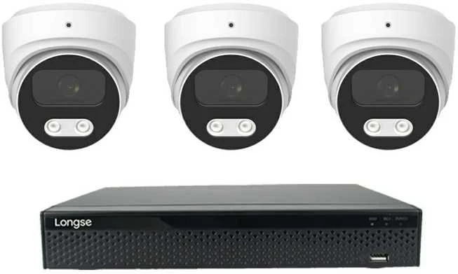 5MP raiškos IP kamerų komplektas Longse - 1- 4 kameros CMSBKL5RC Hybrid light, Sony Starvis, POE, mikrofonas,žmogaus ir automobilio detekcija, Kamerų kiekis: 3, Vaizdo ir maitinimo kabeliai: Be kabelių