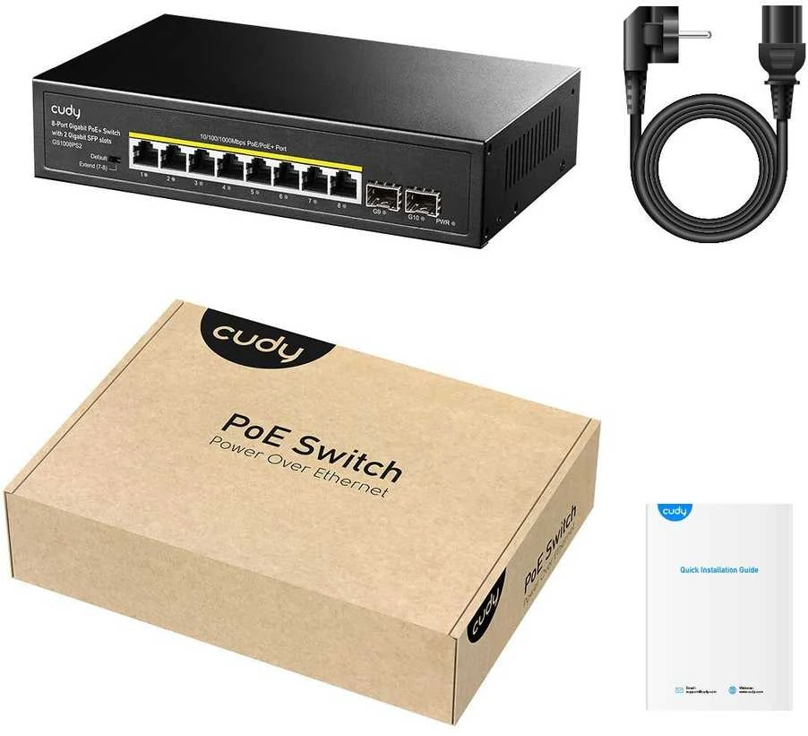 Šakotuvas Komutatorius - Cudy GS1008PS2 Nevaldomas Gigabit PoE Juodas