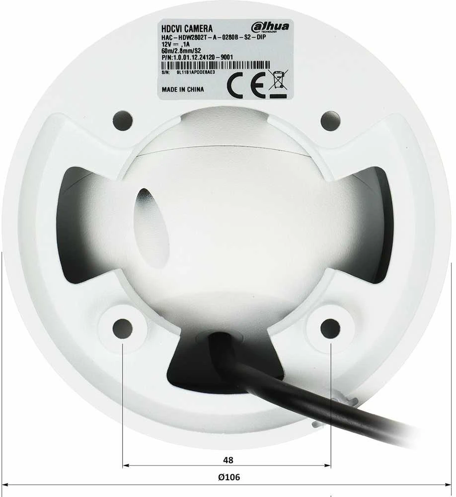 AHD, HD-CVI, HD-TVI, PAL KAMEROS HAC-HDW2802T-A-0280B-S2-DIP – 8,3 Mpx, 4K UHD 2,8 mm DAHUA