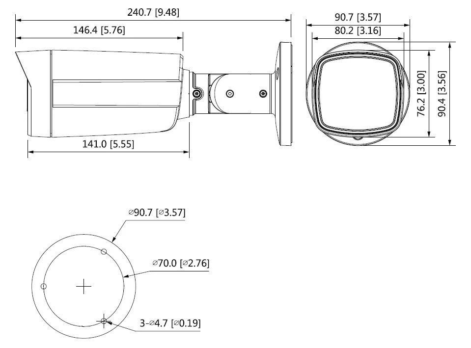 Dahua HD-CVI kam. STARLIGHT cilindrinė 2MP su IR iki 80m, 3.6mm obj., STARLIGT sensor., mic, IP67