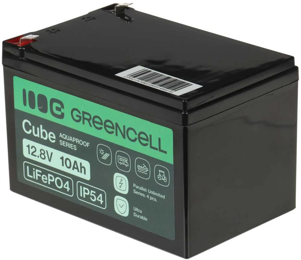 Žalias Cell Žalias Cell CUBE LiFePO4 10Ah 12.8V 128Wh ličio-geležies fosfato baterija, skirta maitinimui ir avariniam apšvietimui, valdymo pultai