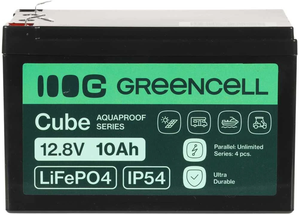 Žalias Cell Žalias Cell CUBE LiFePO4 10Ah 12.8V 128Wh ličio-geležies fosfato baterija, skirta maitinimui ir avariniam apšvietimui, valdymo pultai