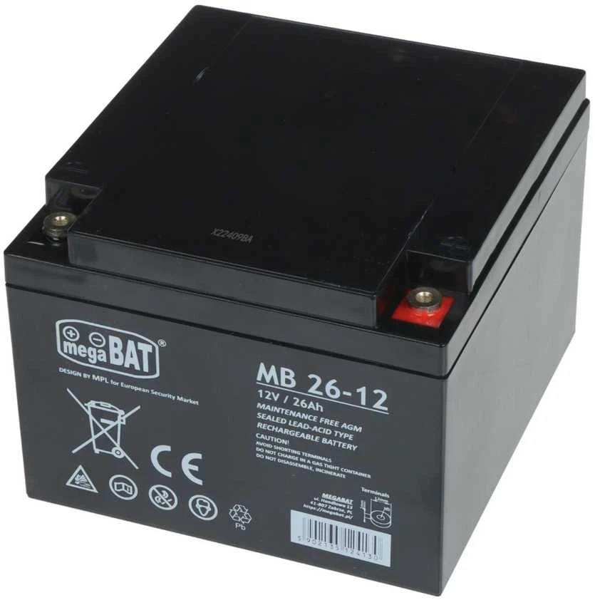 Megabat 12V 26Ah M5 AGM akumuliatorius, 3-5 metai
