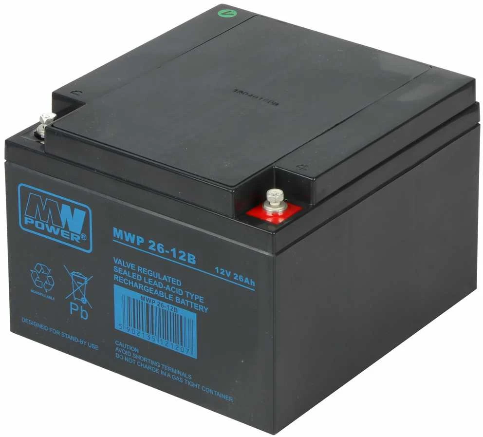 Mw Power MWPower MWP 12V 26Ah M5(F6) AGM akumuliatorius, 12 metų