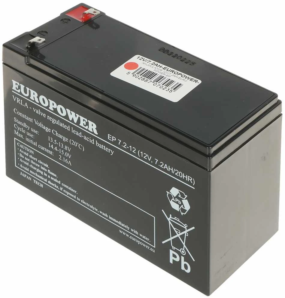 AKUMULIATORIUS 12V/7.2AH-EUROPOWER-EP