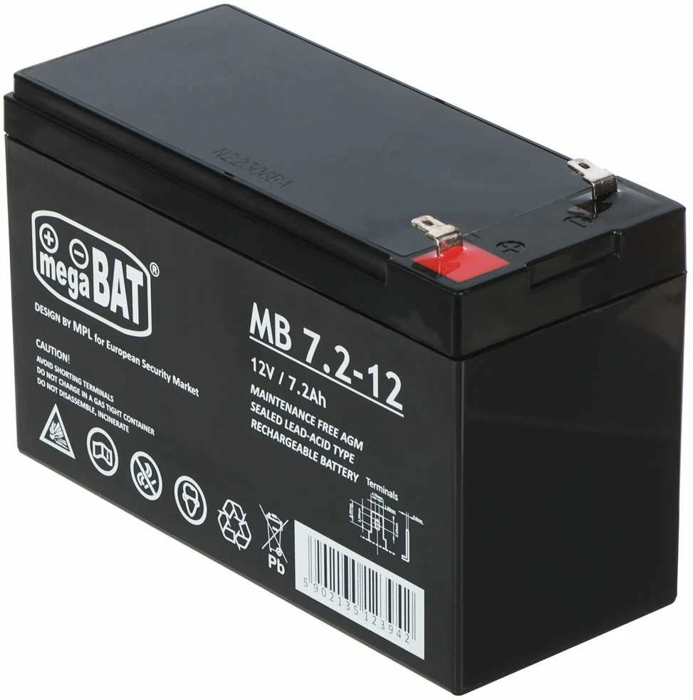 Mpl Power Elektro Megabat 12V 7.2Ah F1(187) AGM akumuliatorius, 3-5 metai