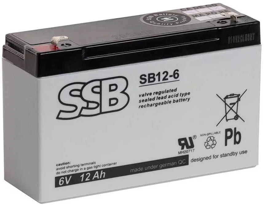 SSB SB 12-6 6V 12Ah AGM Akumuliatorius nereikalaujantis priežiūros