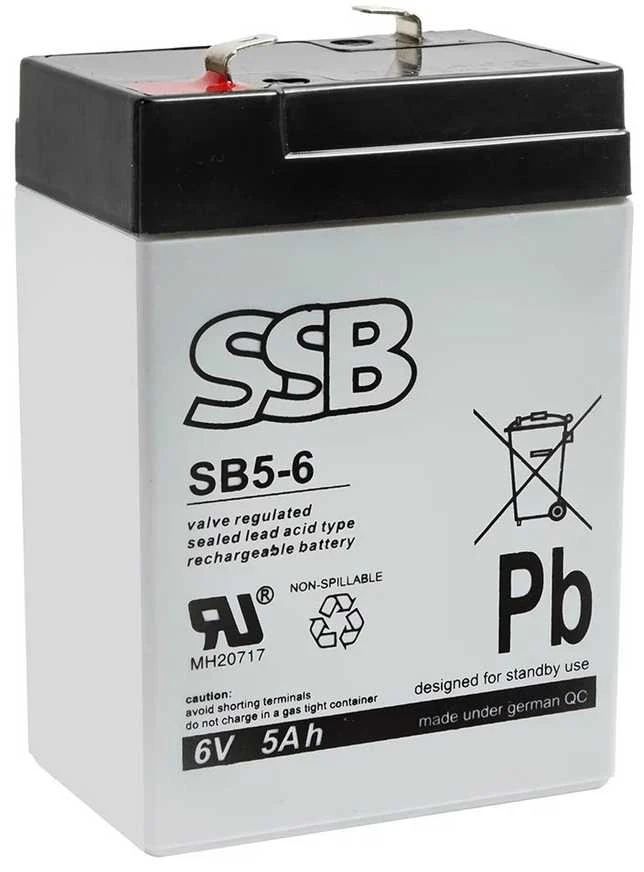 SSB SB 5-6 6V 5Ah AGM Akumuliatorius nereikalaujantis priežiūros