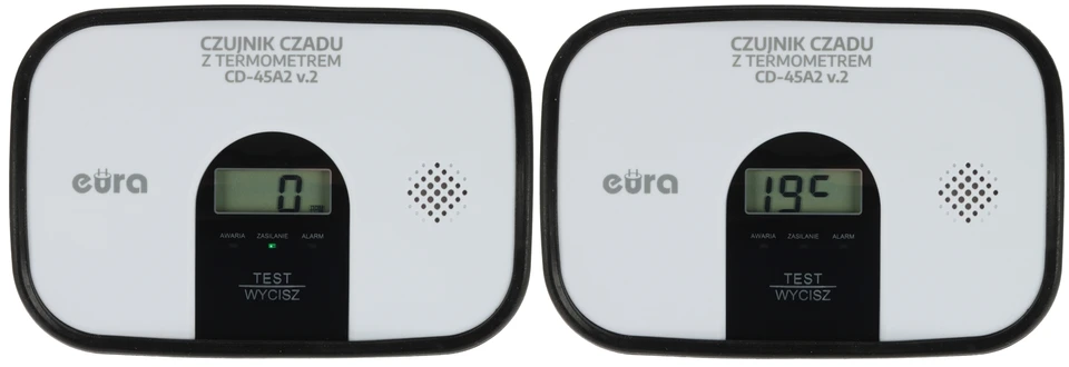 ANGLIES MONOKSIDO (CO) DETEKTORIUS SU TERMOMETRU CD-45A2/V2 EURA