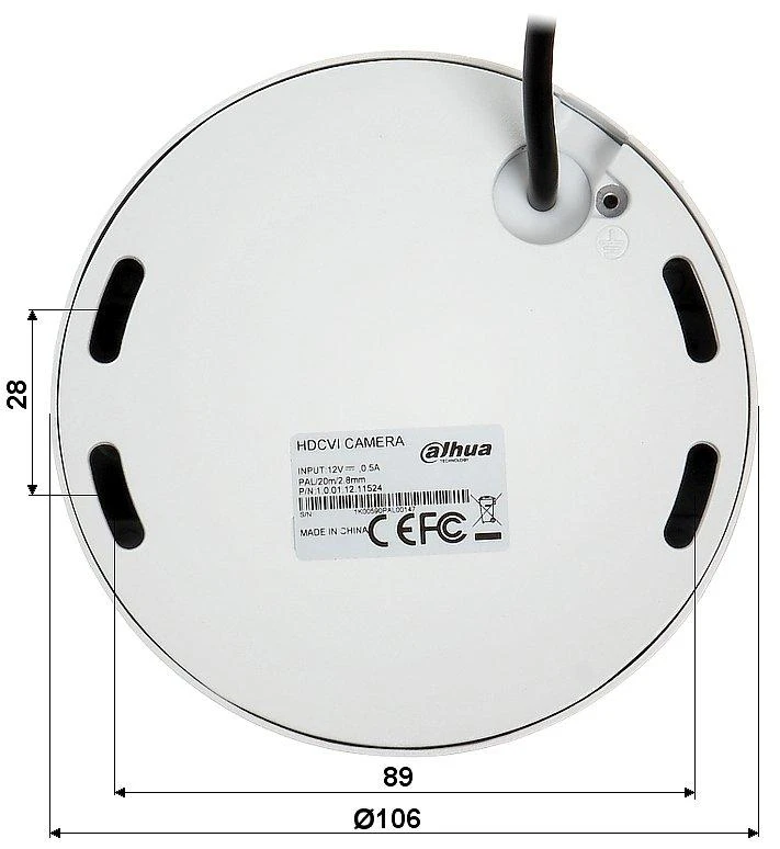 Dahua HD-CVI kam. STARLIGHT kupolinė 2MP su IR iki 20m, 2.8mm obj., STARVIS sensor., WDR, su mikrofonu
