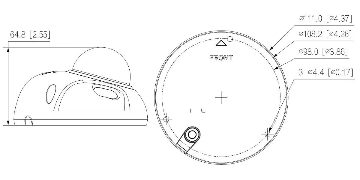 ANTIVANDALINĖ IP KAMERA IPC-HDBW3541F-AS-0280B-S2 - 5 Mpx 2.8 mm DAHUA