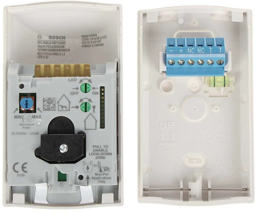 DVIGUBOS TECHNOLOGIJOS DETEKTORIUS: MIKROBANGŲ + PIR ISC-BDL2-WP12GE BOSCH