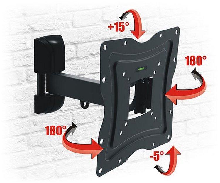 Opticum AX FLEXI LCD/LED televizoriaus sieninis laikiklis - 14-42", max VESA 200x200, pasukama rankena, juoda