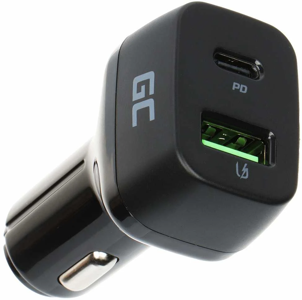 Green Cell Žalias Cell GREENCELL CAD33 automobilinis įkroviklis Žalias Cell USB-C maitinimo tiekimas + USB greitas įkrovimas 3.0