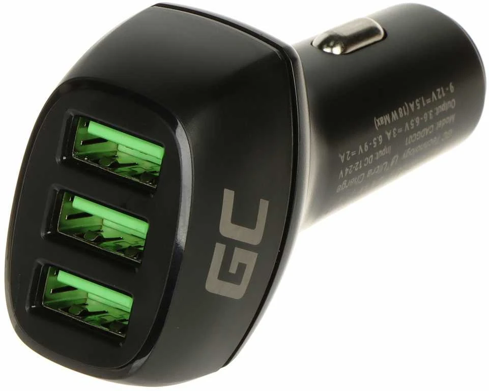 Green Cell Žalias Cell GREENCELL PowerRide 54W 3xUSB 18W automobilinis įkroviklis Ultra Charge