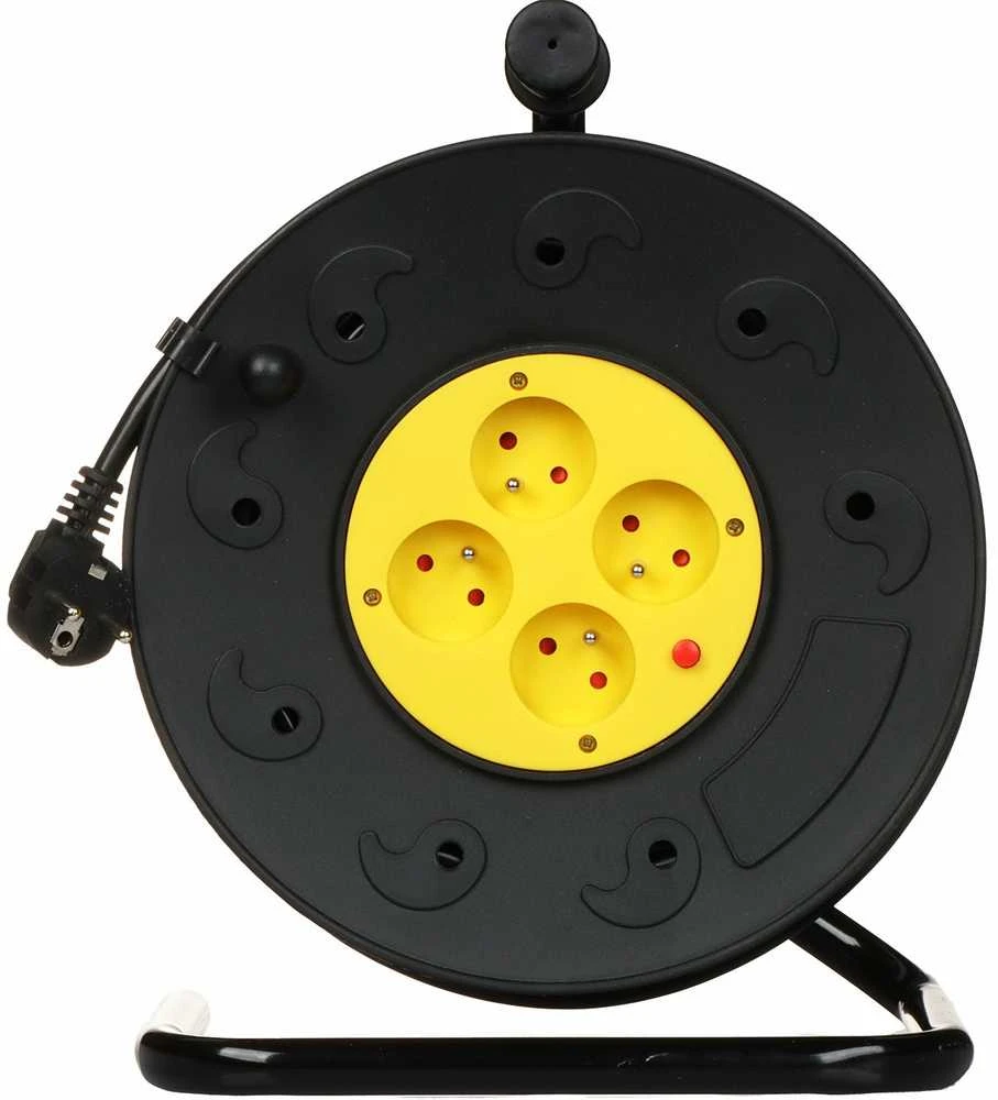 Blow PR-61 maitinimo ilgintuvas 4 lizdai su įžeminimu 50m PVC būgnas 3x2.5mm