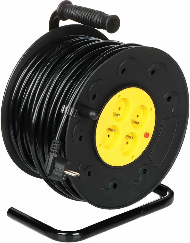 Blow PR-61 maitinimo ilgintuvas 4 lizdai su įžeminimu 50m PVC būgnas 3x2.5mm