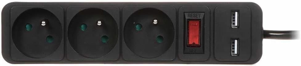 Blow DAUGIALIZDIS LAIDO ILGIKLIS PR-1.5M-3G-SW/USB/B (3 LIZDAI + 2 USB) 1.3 m