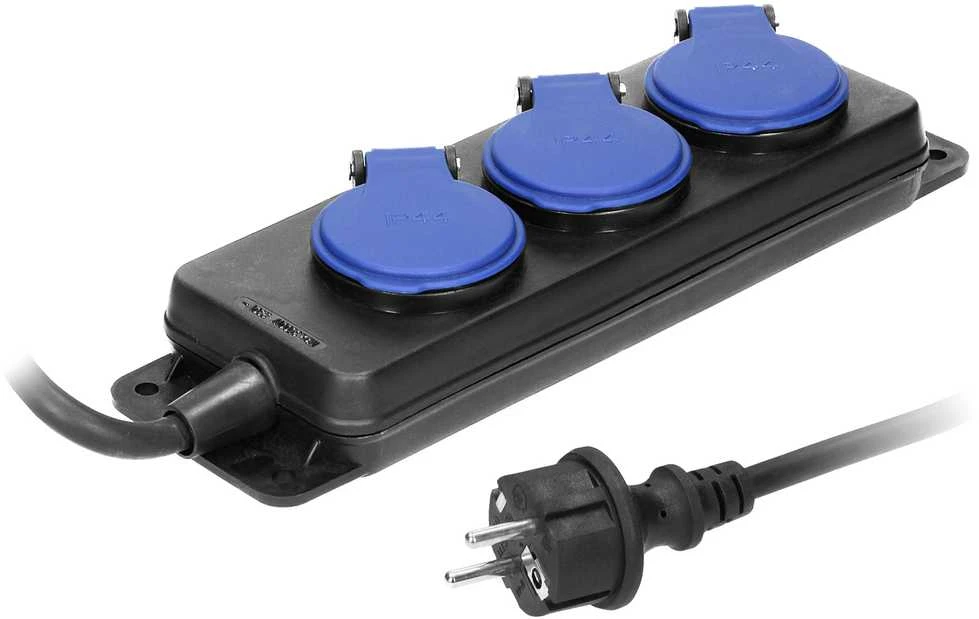 Orno Prailginimo kabelis IP44 3x2P+Z guminis kabelis OR-AE-13158/5M