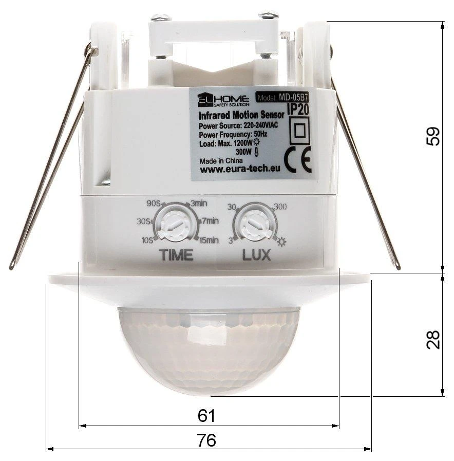 El Home LUBINIS JUDĖJIMO JUTIKLIS MD-05B7 AC 230V