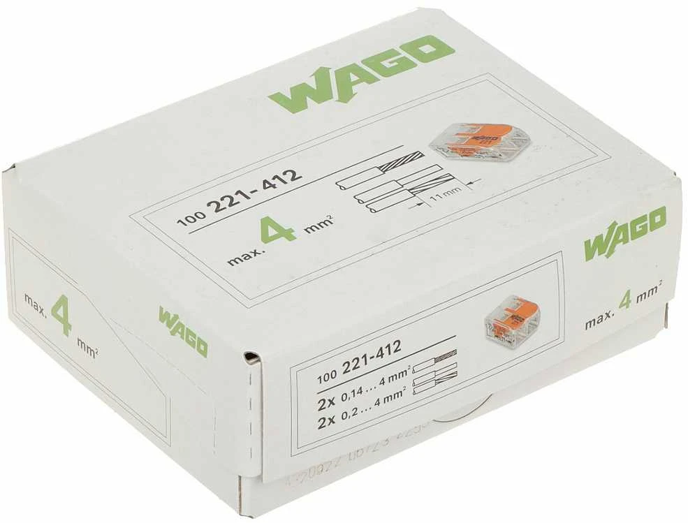 Laidų jungtis - 2 laidams - nuo 12AWG iki 24AWG - skaidrus korpusas - WAGO