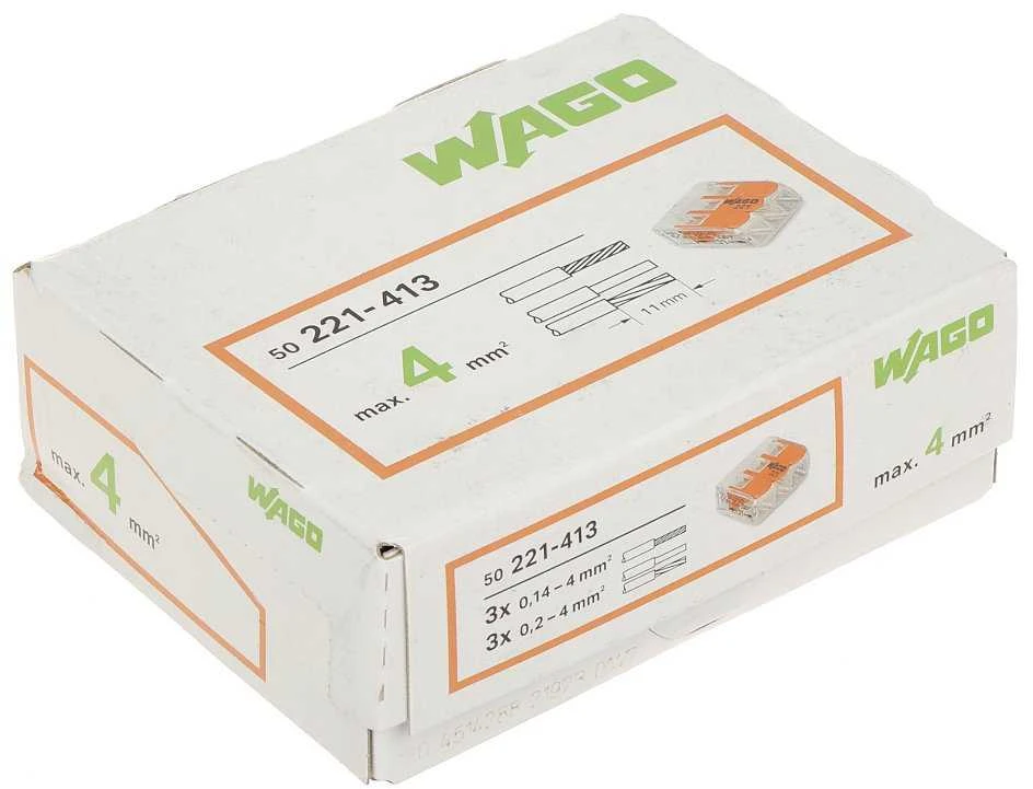 Laidų jungtis - 3 laidams - nuo 12AWG iki 24AWG - skaidrus korpusas - WAGO