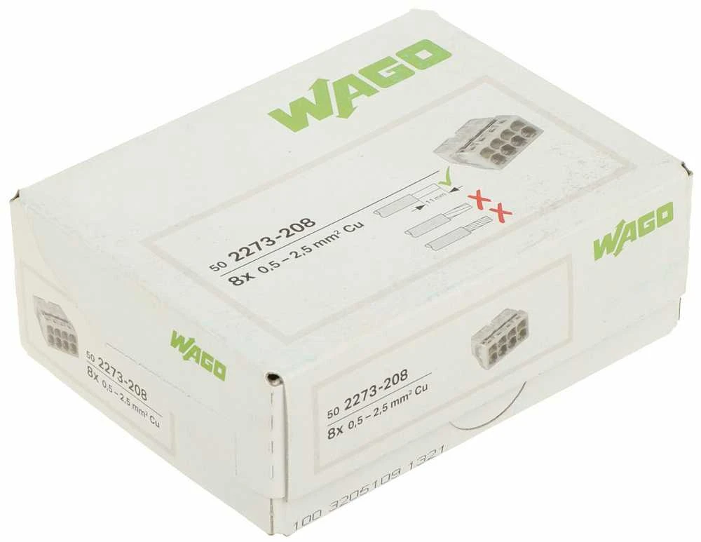 Jungtis 8x0.5-2.5mm balta WAGO