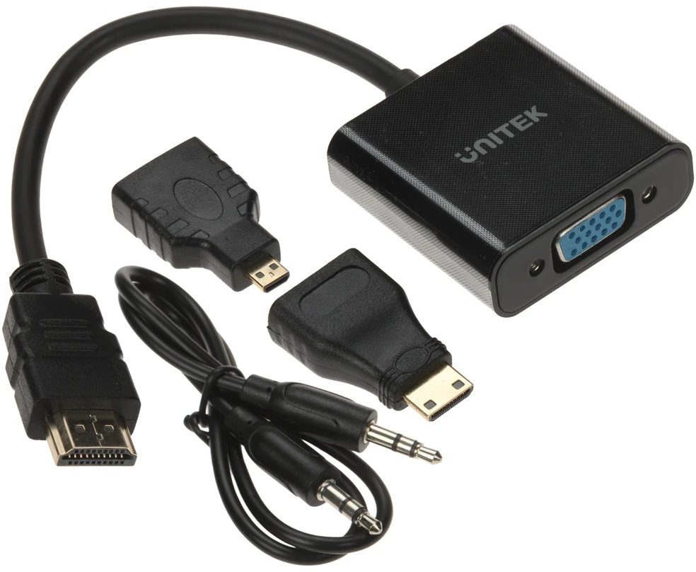 UNITEK Y-6355 Unitek Adapteris mini/mikro HDMI prie VGA + garso, Y-6355
