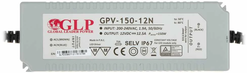 TST 150W LED maitinimo šaltinis GPV 12V IP67