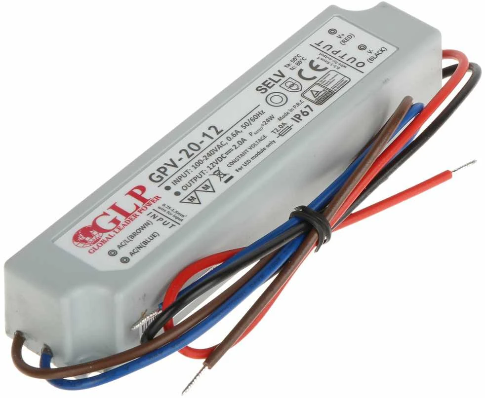 24W LED Maitinimo šaltinis GLP 12V IP67