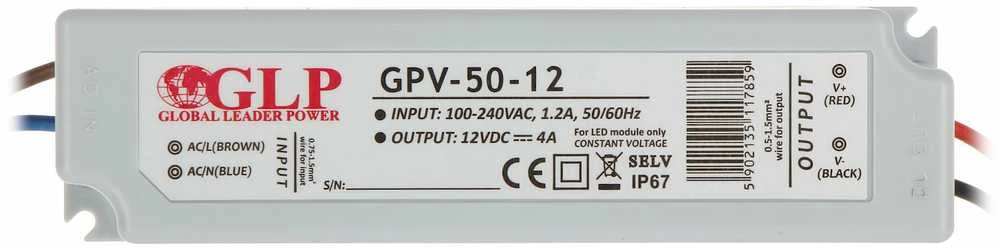 TST 50W LED Maitinimo šaltinis GLP 12V IP67