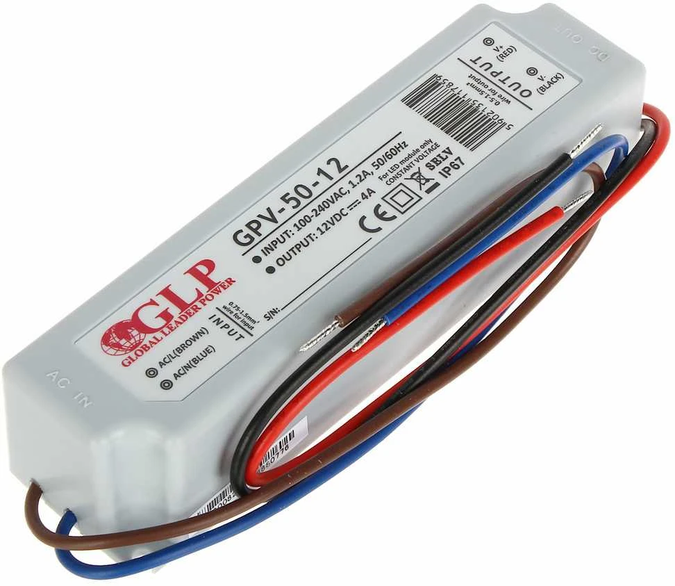 TST 50W LED Maitinimo šaltinis GLP 12V IP67