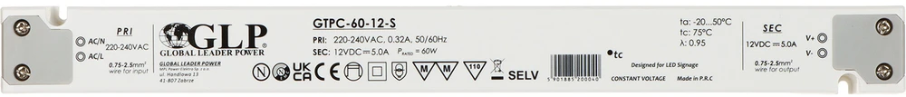 GLP 60W LED maitinimo šaltinis GTPC SLIM, 12V, IP20