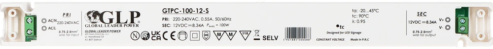 GLP 100W LED maitinimo šaltinis GTPC SLIM, 12V, IP20