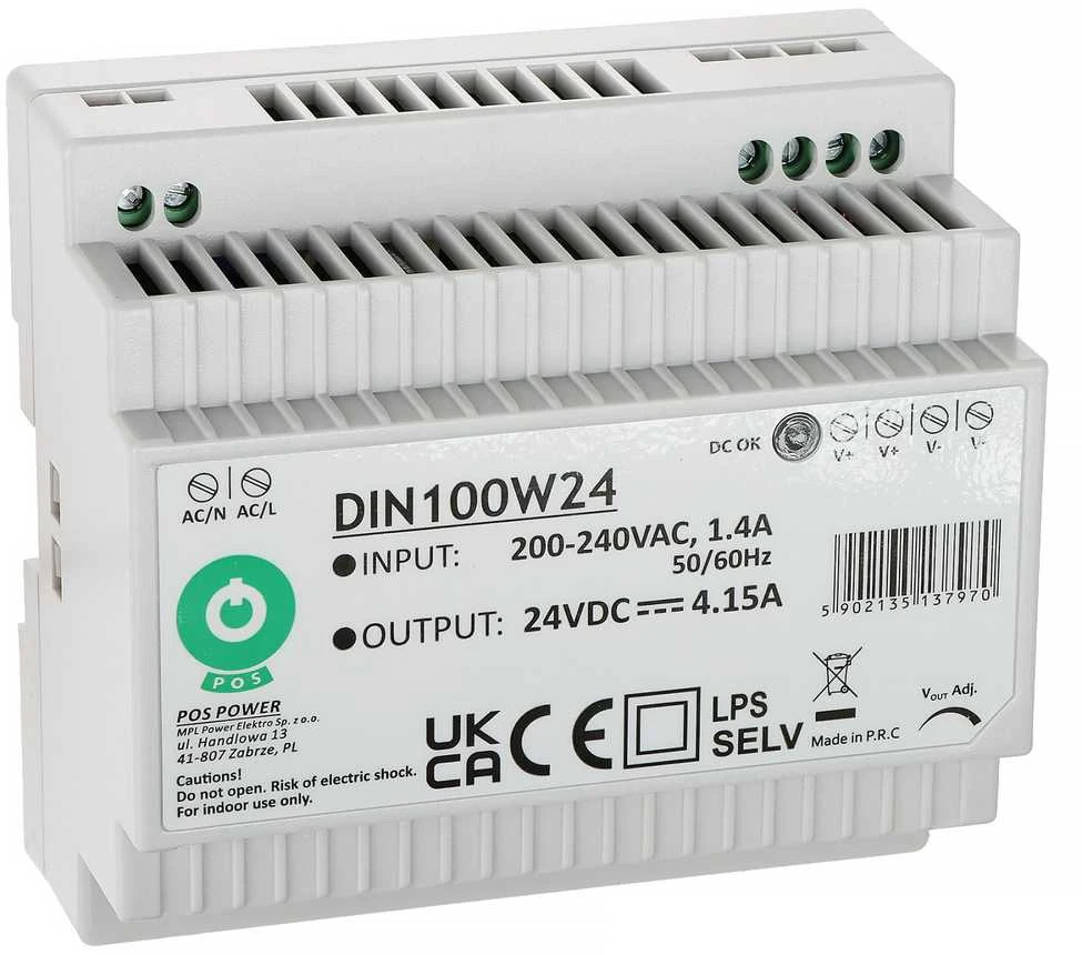 Mojeledy Oem Maitinimo šaltinis DIN100W24 montuojamas ant DIN bėgelio 24V 4.15A 100W