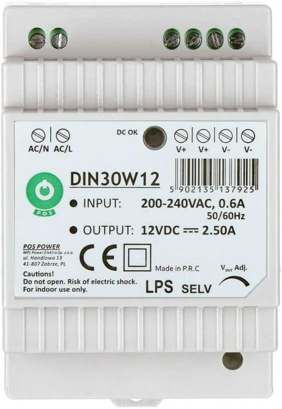 Mojeledy 30W LED Maitinimo šaltinis POS DIN30W12