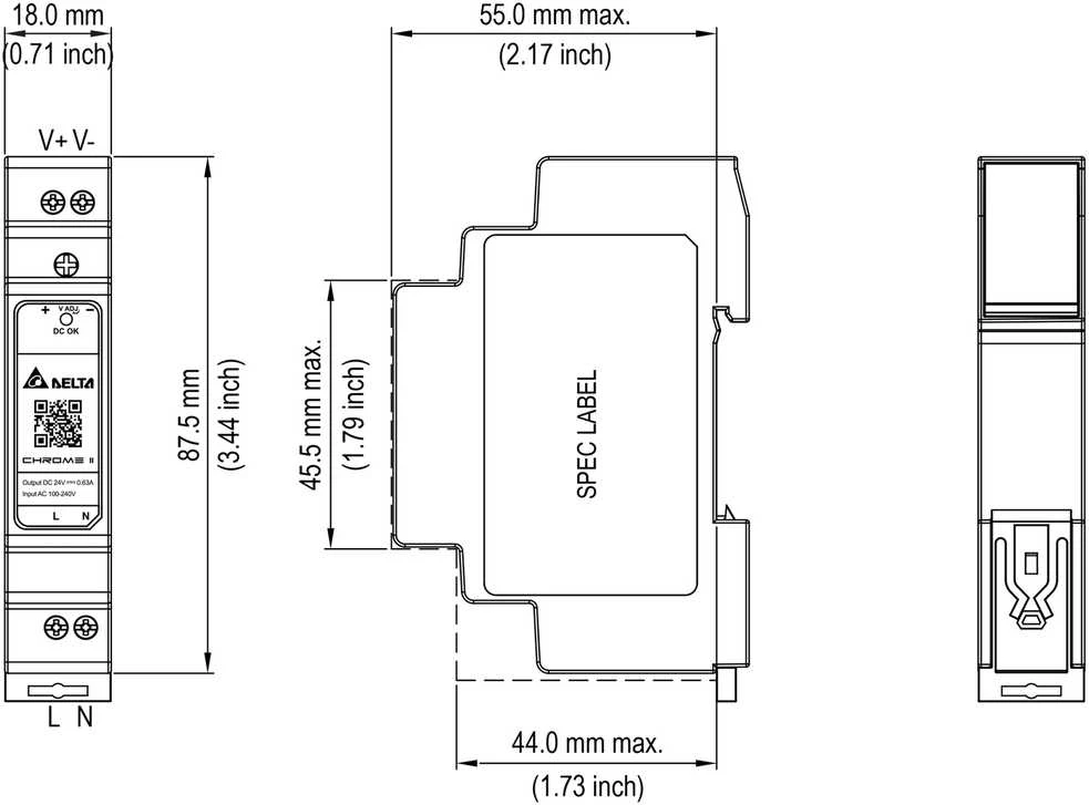 IMPULSINIS MAITINTUVAS DRC-24V015W1RZ Delta Electronics