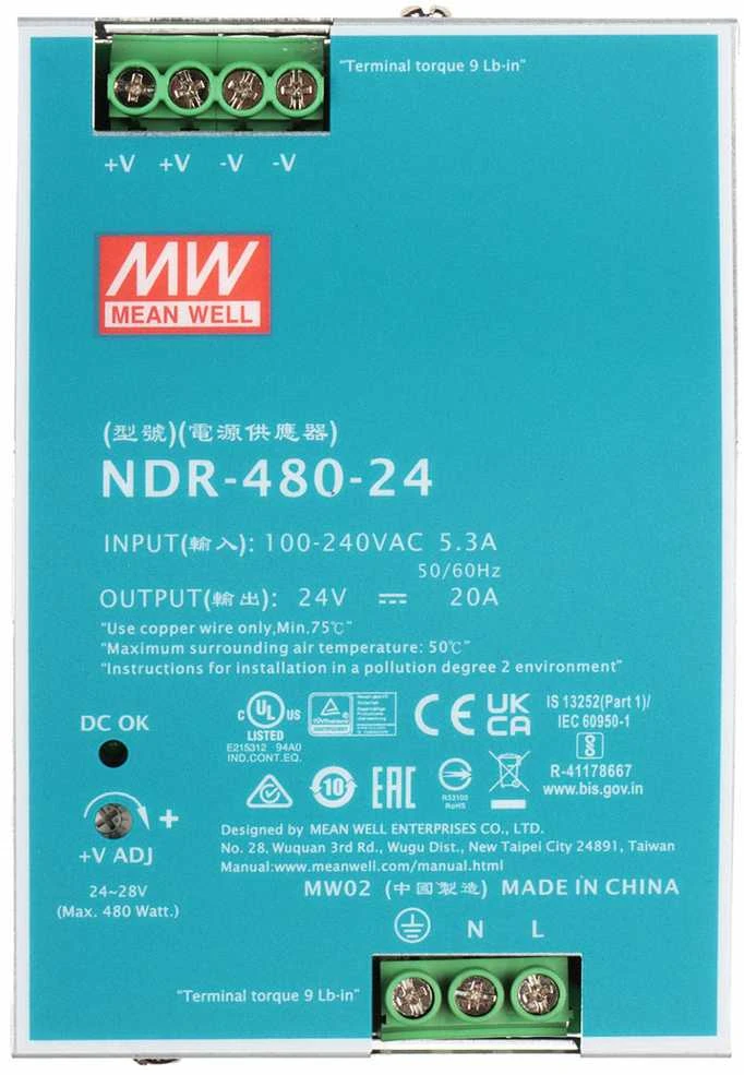 IMPULSINIS MAITINTUVAS NDR-480-24 MEAN WELL